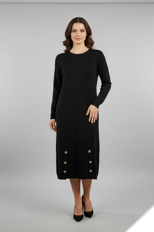 Midi dresses Women Black LUSA H2607 Efashion Paris