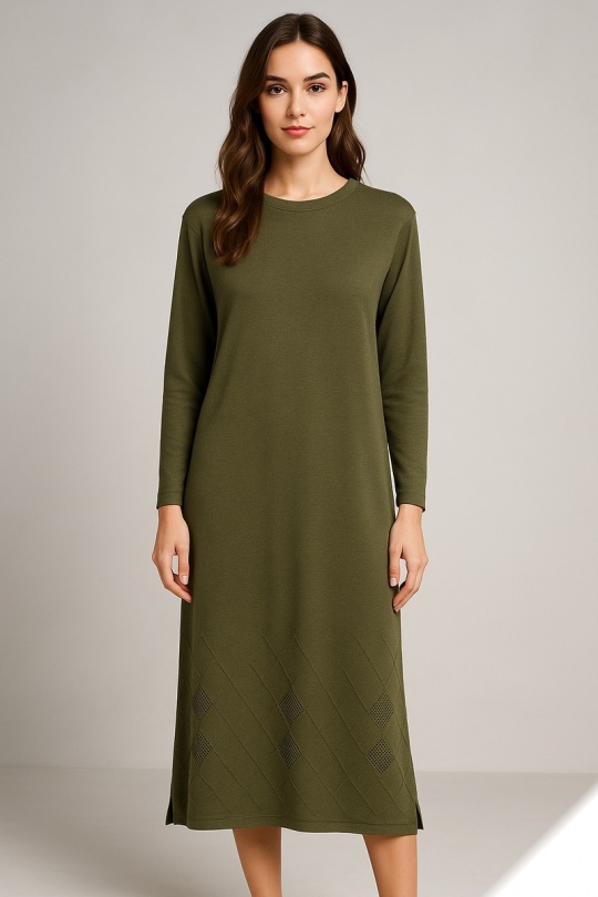 Midi dresses Women Khaki LUSA H2609 Efashion Paris
