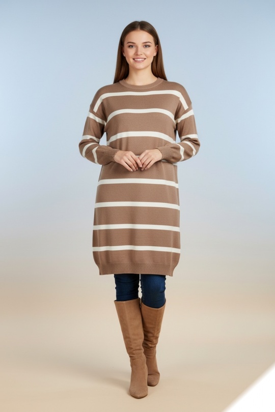 Midi dresses Women Taupe LUSA H2610 Efashion Paris