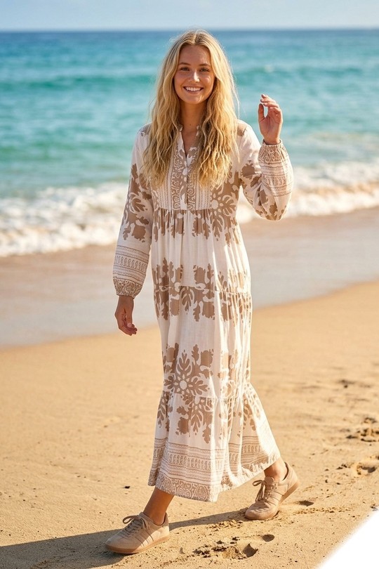 Robes longues Femme Beige LUSA 936-7 Efashion Paris