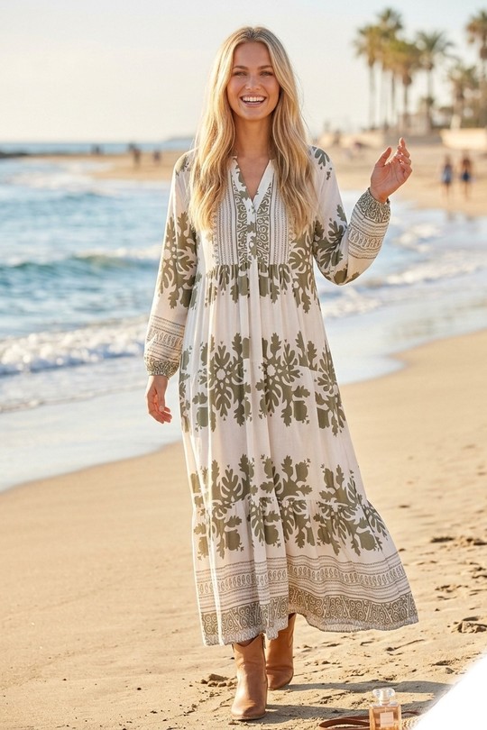 Robes longues Femme Beige LUSA 936-7 Efashion Paris