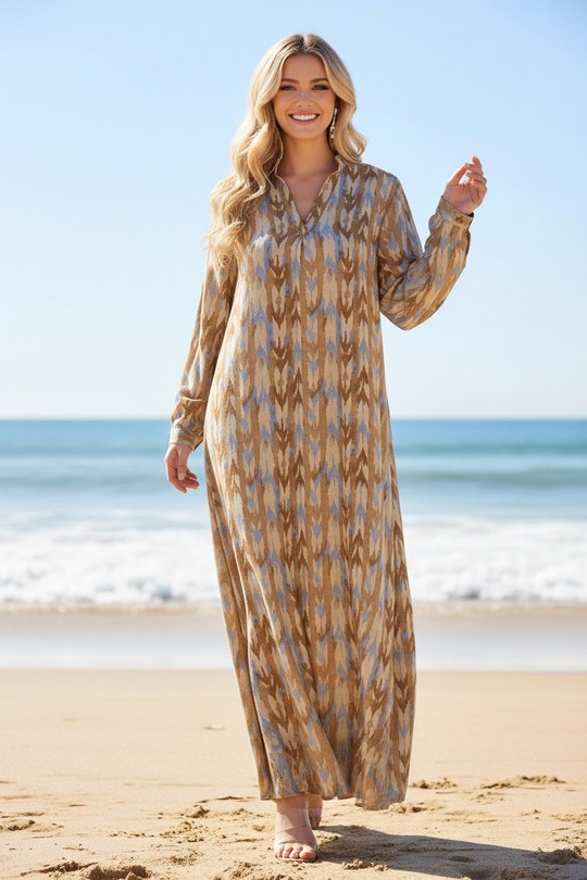 Robes longues Femme Bleu LUSA 937-7 Efashion Paris