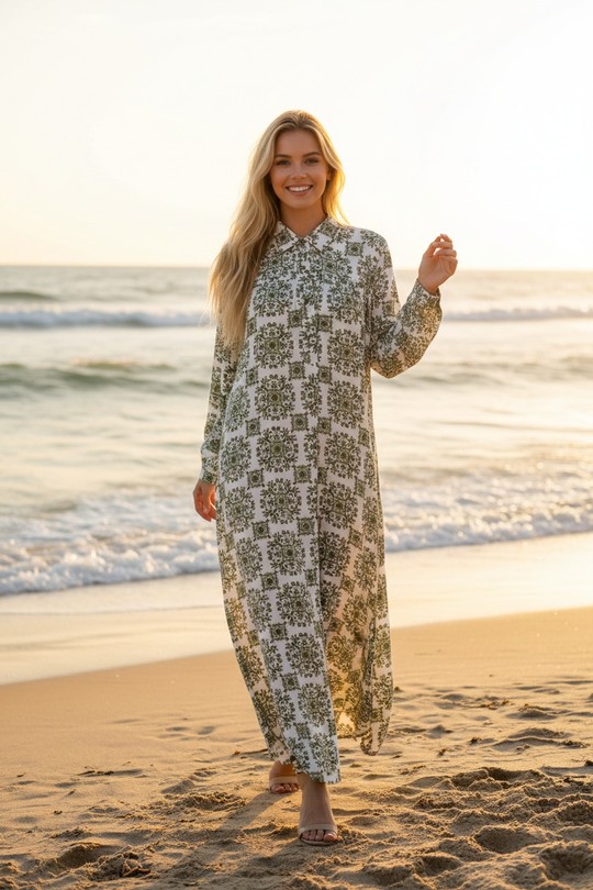 Robes longues Femme Vert LUSA D1026-3 Efashion Paris