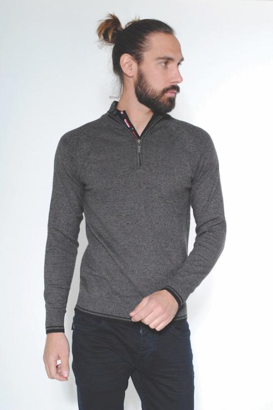 Pull Untuckit Homme - Taille L - Gris Thermique - Manches Longues - Henley - Occasion TB