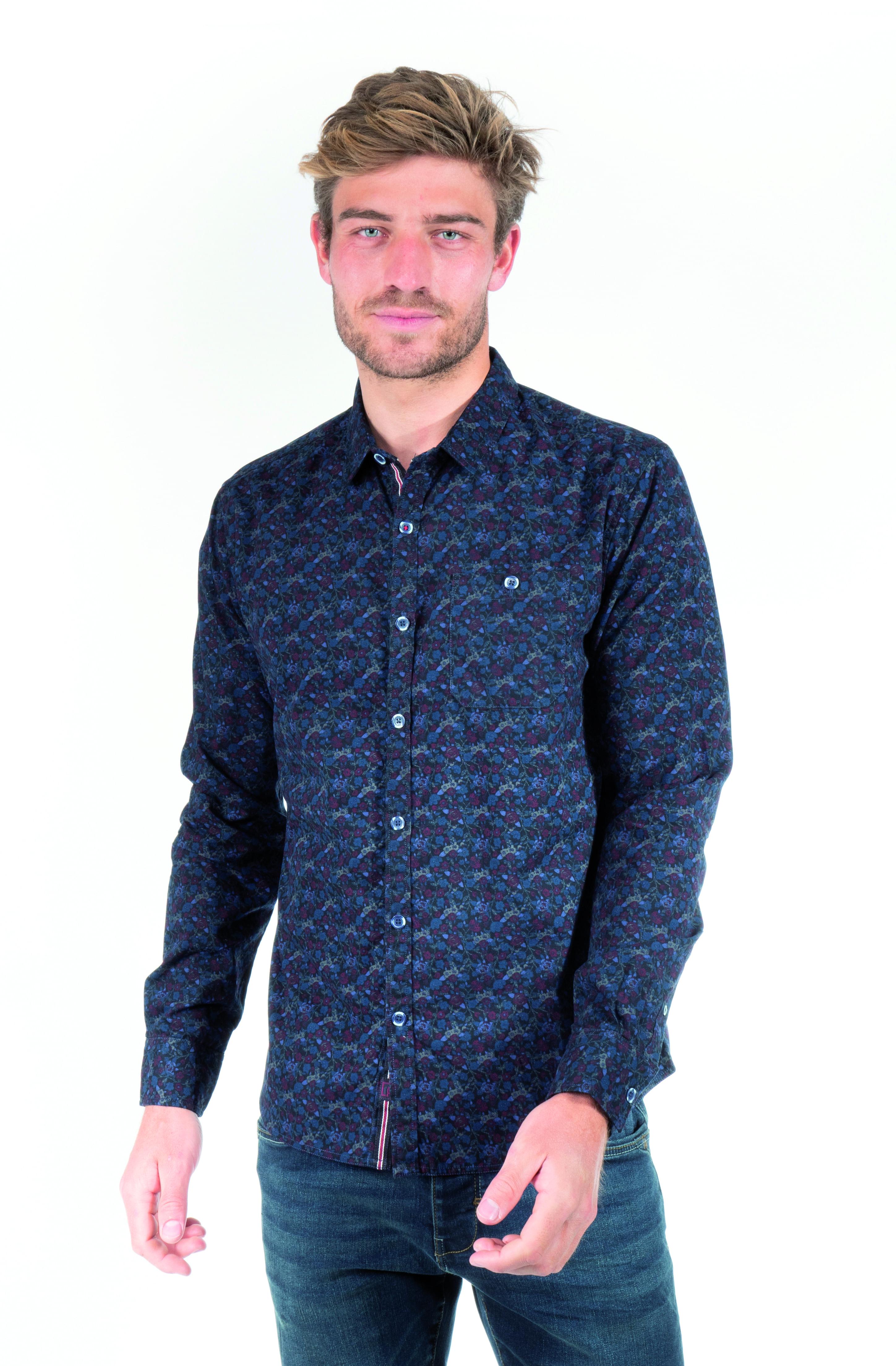 Shirts Men Navy blue RMS26     4664 #c Efashion Paris