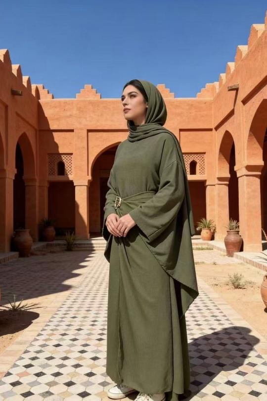 Abaya Femme Kaki imod IM958 Efashion Paris