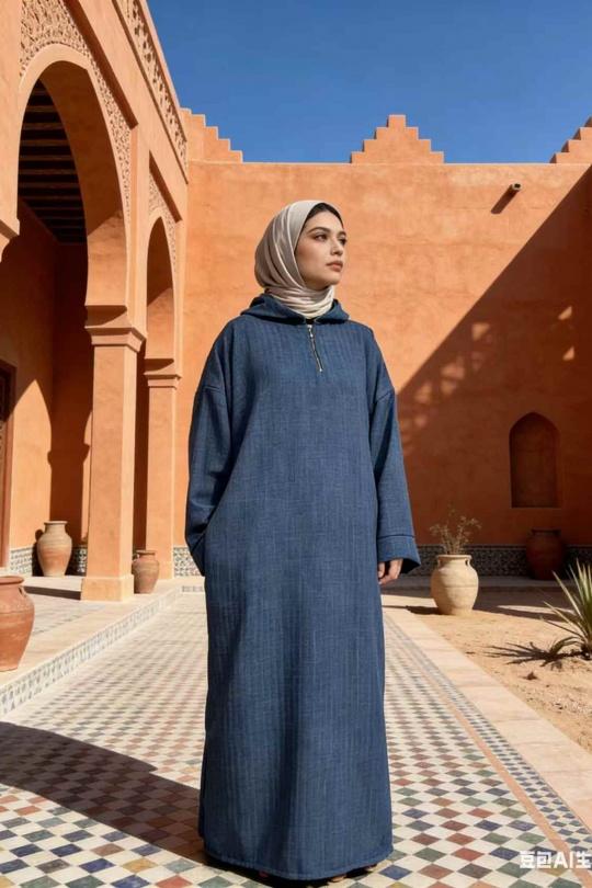 Abaya Femme Bleu jean imod IM968 Efashion Paris