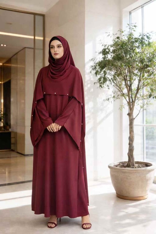 Abaya Femme Bordeaux imod IM992 Efashion Paris