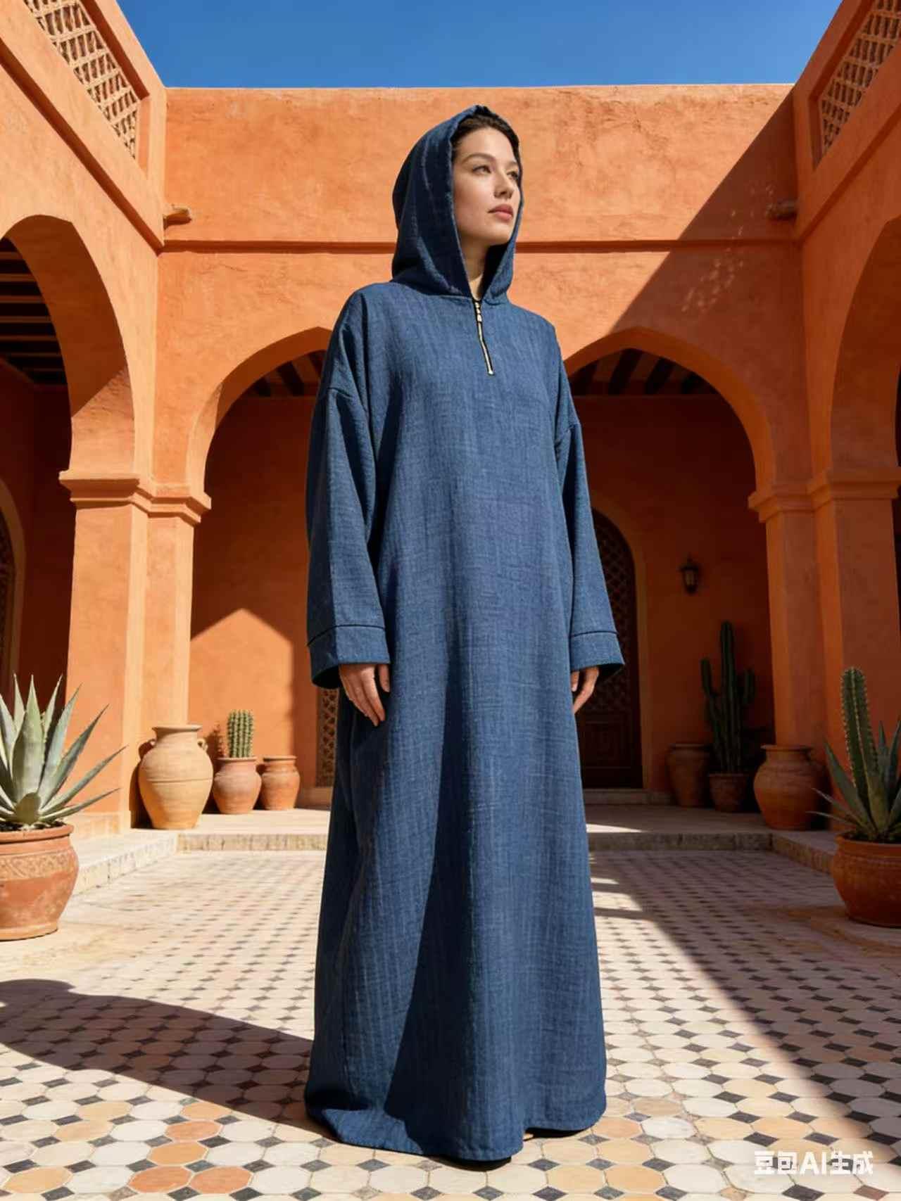 Abaya Femme Bleu jean imod IM968 #c Efashion Paris
