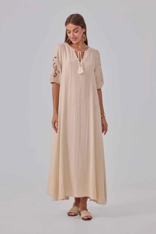Robes longues Femme Beige Cherry Paris ILC25770 Efashion Paris