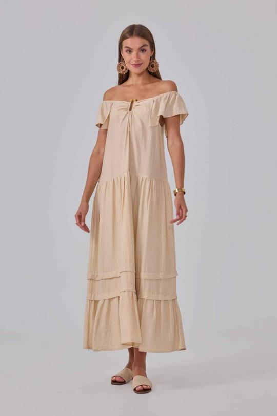 Robes longues Femme Beige Cherry Paris ILC25771 Efashion Paris