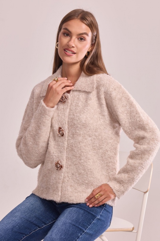 Cardigans Women Taupe Cherry Paris IS25683 Efashion Paris