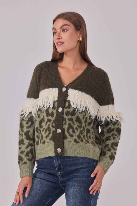 Cárdigans Mujer Khaki Cherry Paris IH25754 Efashion Paris