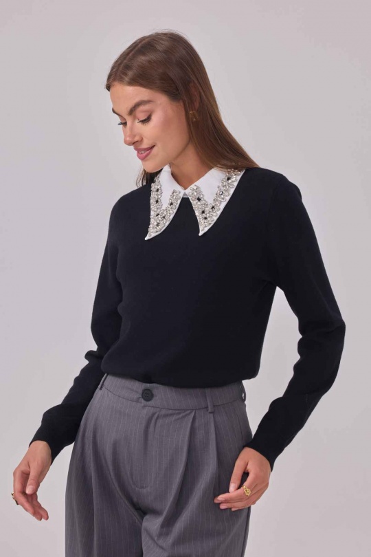 Pulls Femme Noir Cherry Paris IA25708 Efashion Paris