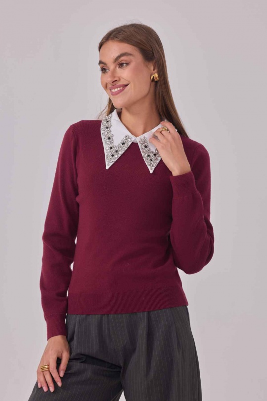 Jumpers Women Burgundy Cherry Paris IA25708 Efashion Paris