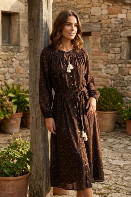 Robes longues Femme Chocolat Cherry Paris IXJ26006 Efashion Paris