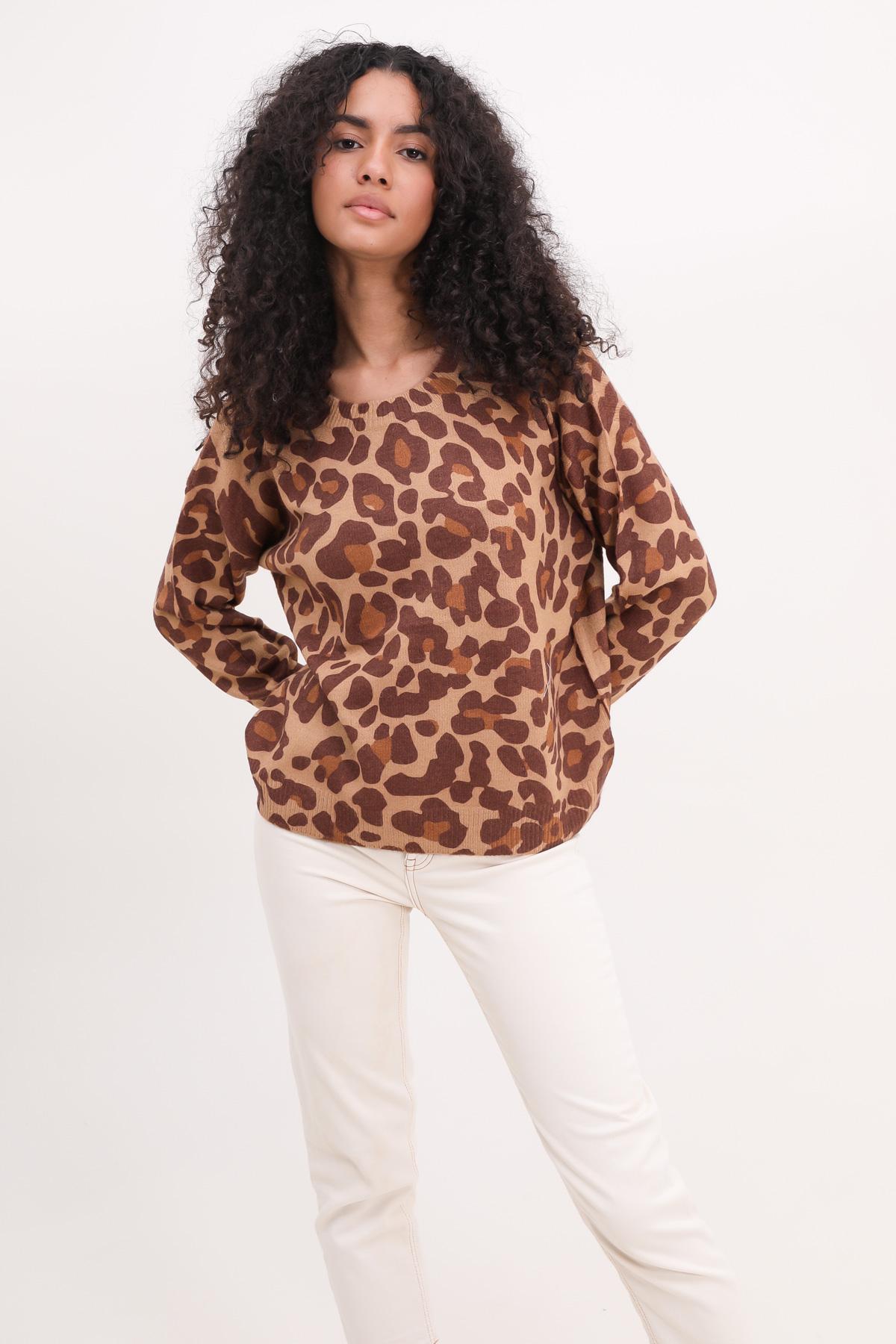 Maglioni Donna Brown leopard Cherry Paris IY23639 #c Efashion Paris