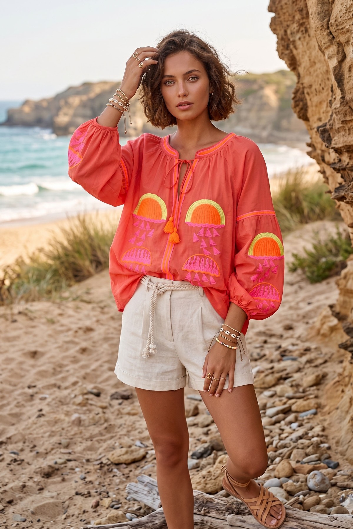 Blouses Femme Blanc Cherry Paris IXJ26113 #c Efashion Paris