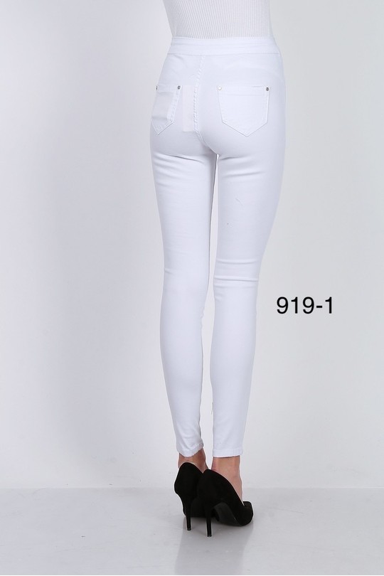 Jeans Women White La Belle 919-11 Efashion Paris