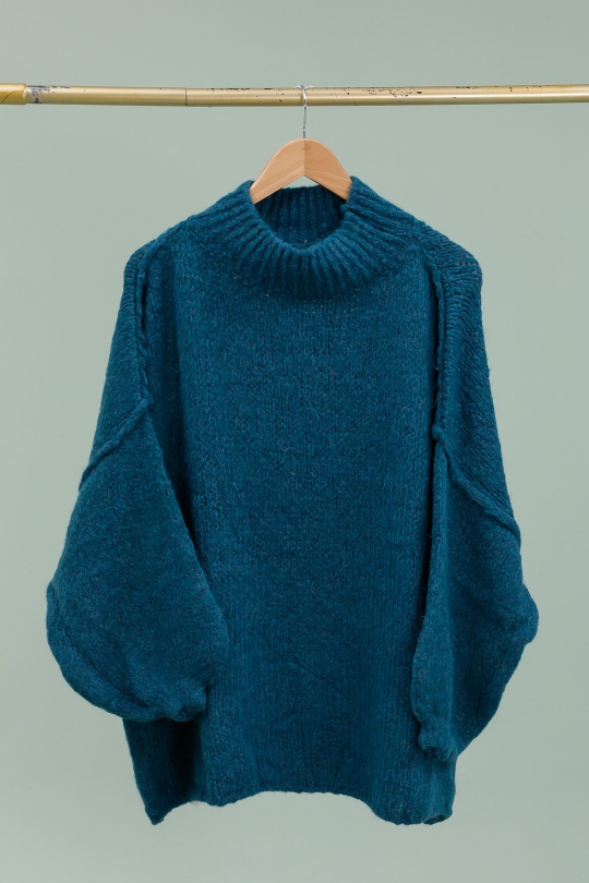 Jumpers Women Peacock blue Lea & Luc 10591 Efashion Paris
