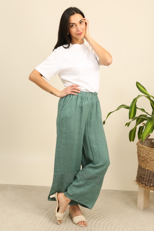 Pantaloni Donna Canard green Lea & Luc 5464 Efashion Paris