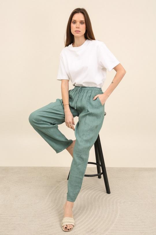 Pantaloni Donna Canard green Lea & Luc 86720 Efashion Paris