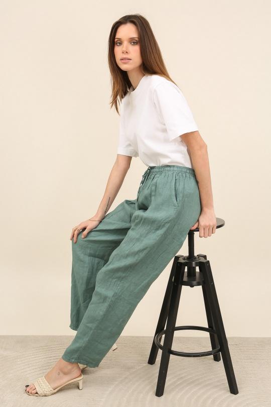 Pantaloni Donna Canard green Lea & Luc 86720 Efashion Paris