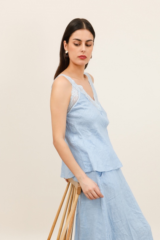 Débardeurs Femme Bleu ciel Lea & Luc 64082 Efashion Paris