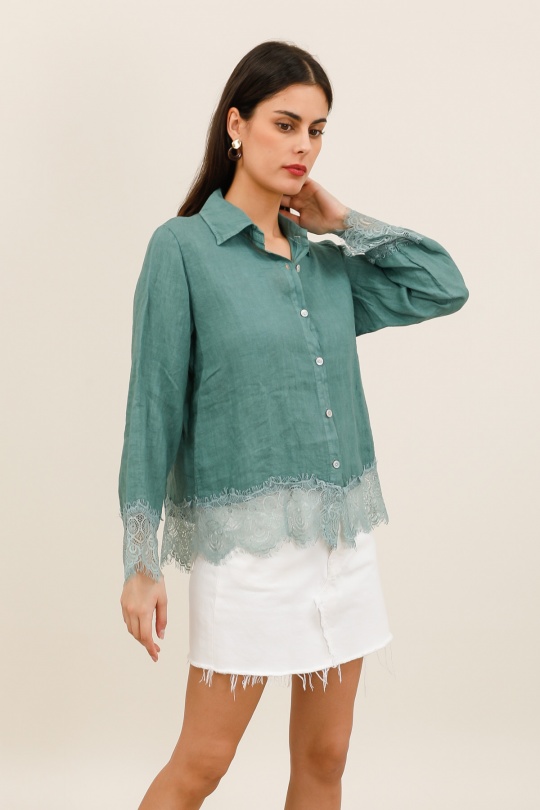 Camicie Donna Canard green Lea & Luc 65420 Efashion Paris