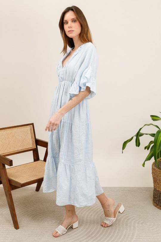 Abiti maxi Donna Sky blue Lea & Luc 72341 Efashion Paris