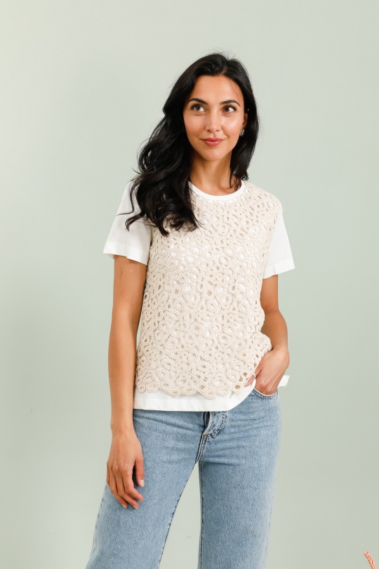 T-shirts Women Beige Attrait Paris S2039 Efashion Paris
