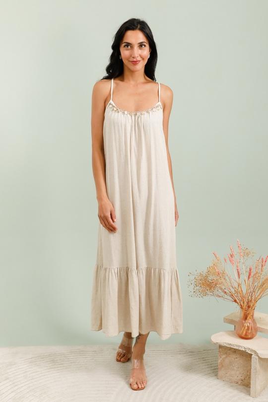 Maxi dresses Women Beige Attrait Paris V16793 Efashion Paris
