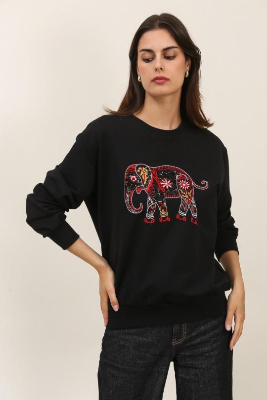 Sudaderas Mujer Black Attrait Paris SW1ET Efashion Paris