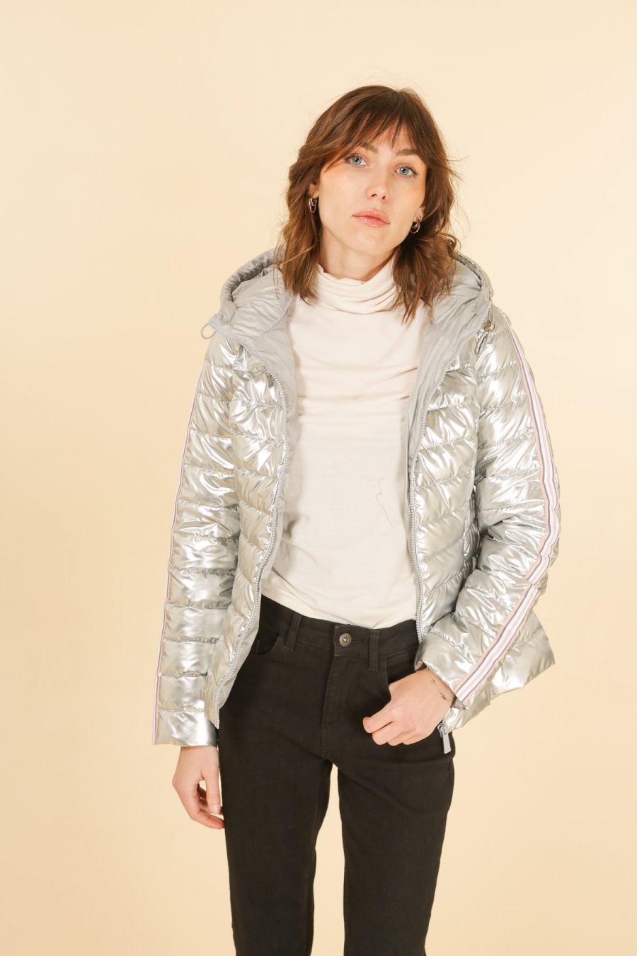 Doudounes Femme Argent Attrait Paris AT8368B #c Efashion Paris