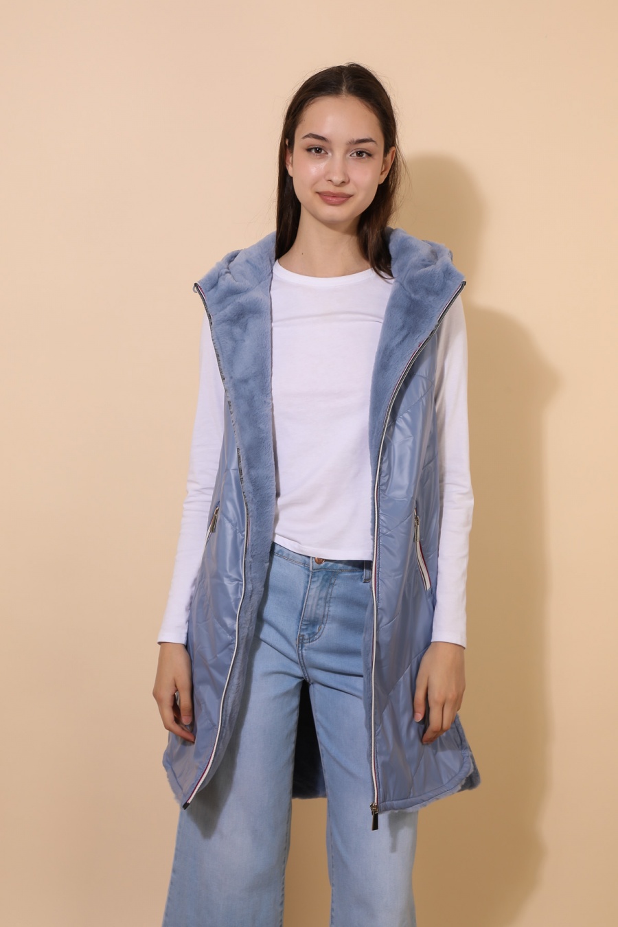 Doudounes Femme Bleu jean Attrait Paris AT8391B #c Efashion Paris