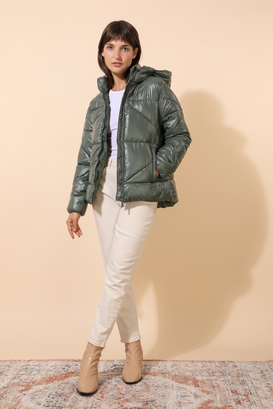 Down jackets Women Khaki Attrait Paris AT8501B #c Efashion Paris