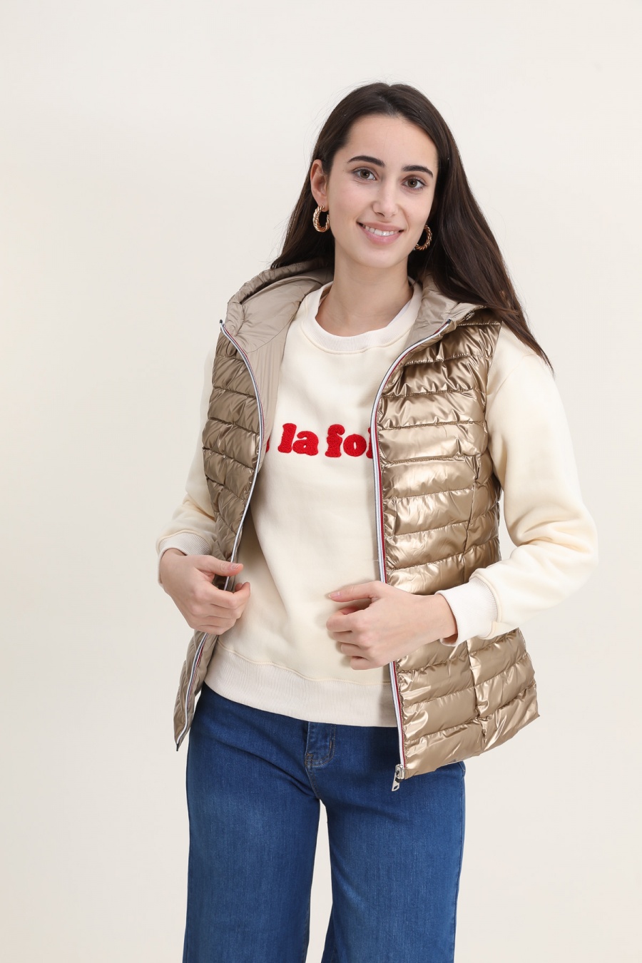 Doudounes Femme Or Attrait Paris AT8519B #c Efashion Paris