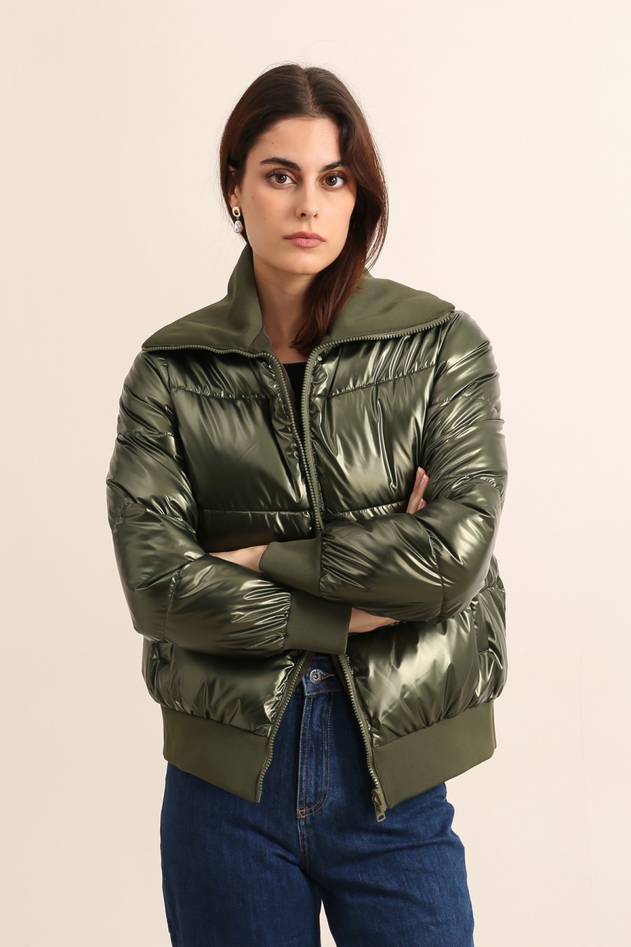 Doudounes Femme Kaki Attrait Paris AT8533B #c Efashion Paris