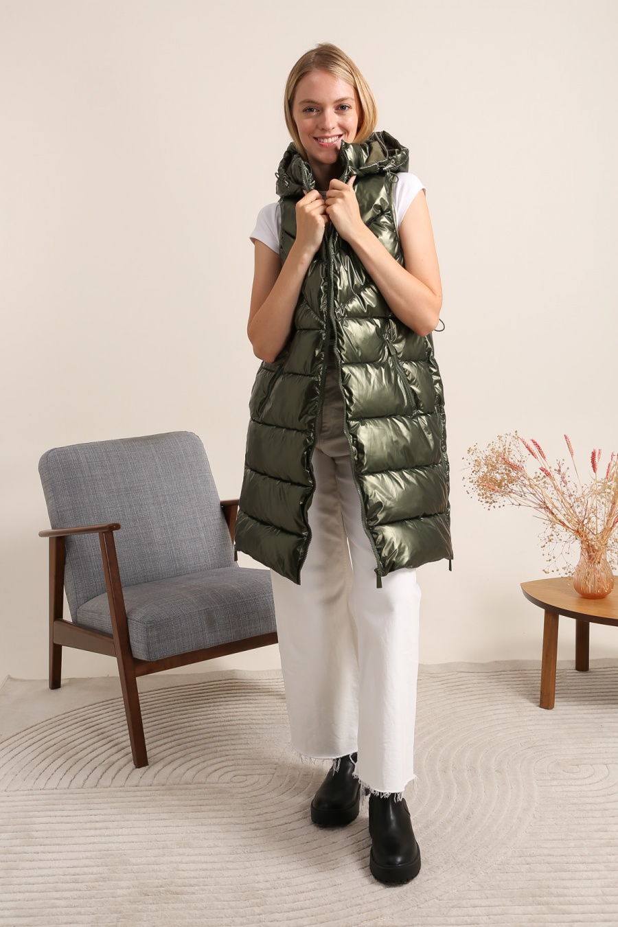 Doudounes Femme Kaki Attrait Paris AT8306B #c Efashion Paris