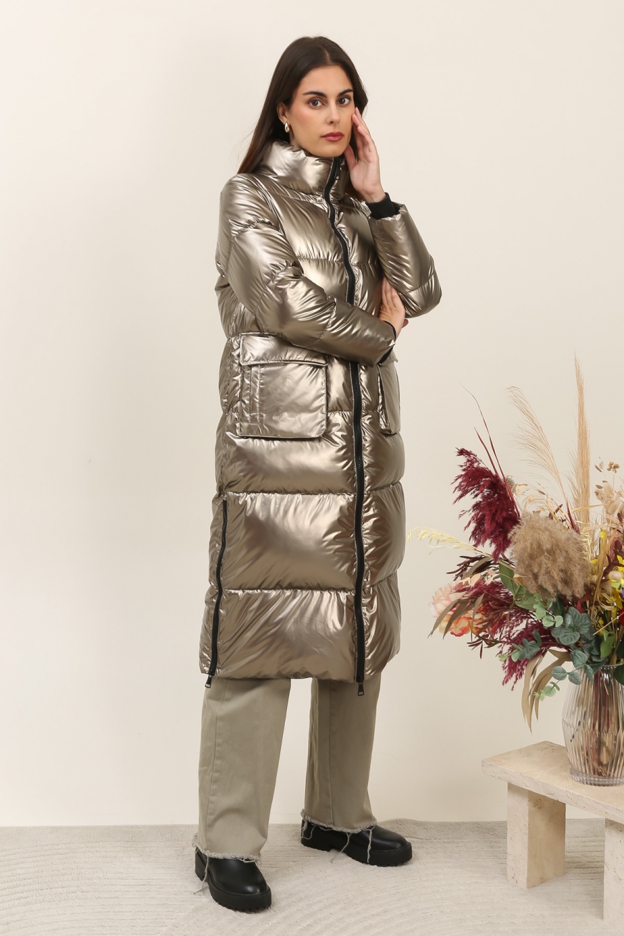 Doudounes Femme Bronze Attrait Paris AT8563B #c Efashion Paris