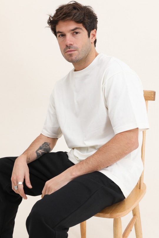 T-shirts Homme Ecru SYSTANDARD ME26 HEAVY LUXURY TEE ECRU Efashion Paris