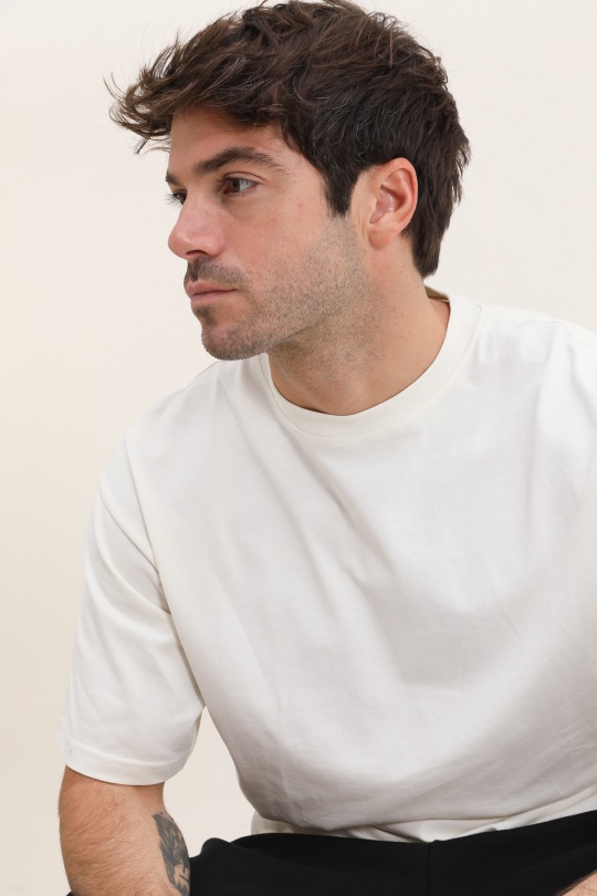 T-shirts Homme Ecru SYSTANDARD ME26 HEAVY LUXURY TEE ECRU Efashion Paris