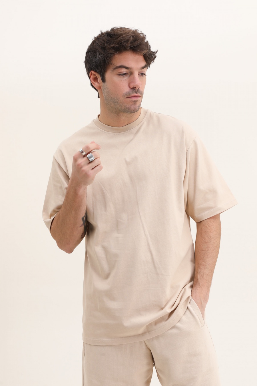 T-shirts Homme Gris - argenté SYSTANDARD ME26 LUXURY TEE SWEET BEIGE #c Efashion Paris