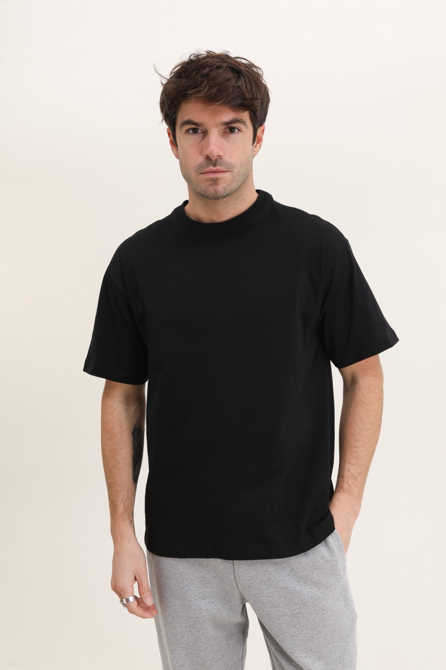 T-shirts Homme Noir SYSTANDARD ME22 REGULAR FIT TEE BLACK #c Efashion Paris