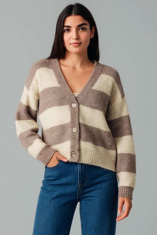 Cardigans Women Taupe AFINITY AP103 Efashion Paris