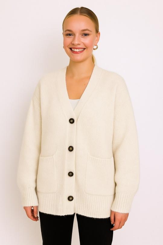 Cardigan Donna Burgundy AFINITY AP140 ECRU Efashion Paris