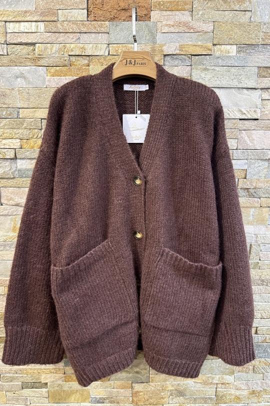 Cardigan Donna Burgundy AFINITY AP140 ECRU Efashion Paris
