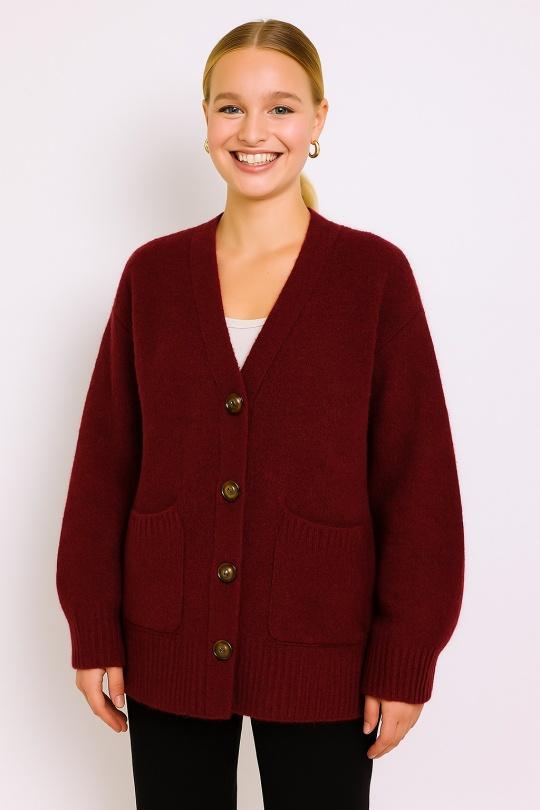 Cardigan Donna Burgundy AFINITY AP140 ECRU Efashion Paris