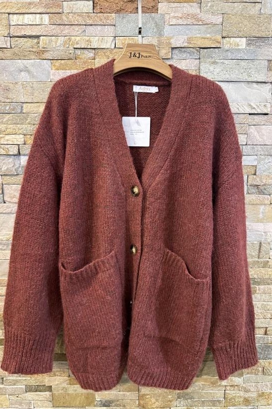 Cardigan Donna Burgundy AFINITY AP140 ECRU Efashion Paris