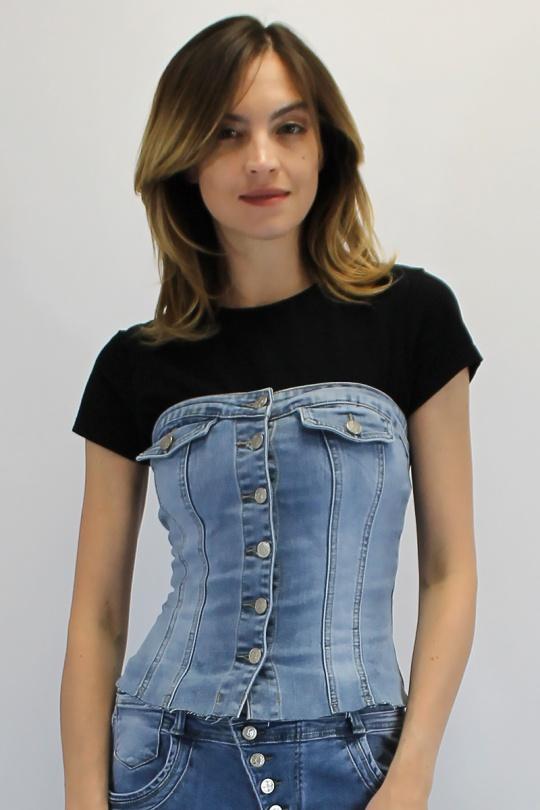 Tops Femme Bleu jean Chic Shop  6882 Efashion Paris